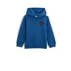 Koton 3WKB10148TK Saks Mavi Erkek Çocuk Baskı Detaylı Kapüşonlu Basic Sweatshirt