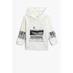 Koton 3WKB10168TK Kırık Beyaz Erkek Çocuk Baskılı Kapüşonlu Sweatshirt