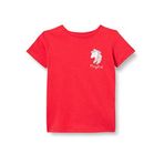 Koton 411 Kız Bebek Kırmızı Unicorn Baskılı Kısa Kollu Bisiklet Yaka T-shirt