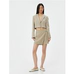 Koton 4SAK50089PW 565 Vizon Crop Kadın Blazer Ceket