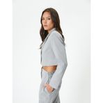 Koton 4SAK50090UW Gri Melanj Blazer Kadın Crop Ceket