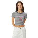 Koton 4SAL10072IK Gri Çizgili Crop Kadın T-shirt