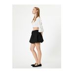 Koton 4SAL60029IW Beyaz Fırfırlı Bluz Kalp Yaka Uzun Geniş Kollu Slim Fit Kadın Crop