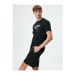 Koton 4SAM10024NK 999 Siyah Jersey Polyester Kısa Kollu Erkek T-shirt
