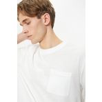 Koton 4SAM10075HK 057 Bej Basic Cep Detaylı Erkek T-shirt