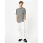 Koton 4SAM10274HK 031 Grı Erkek Vıskoz Jersey Kısa Kollu Basıc T-Shirt - Gri