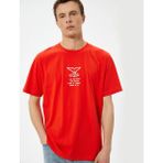 Koton 4SAM10913HK 401 Kırmızı Erkek Jersey Kısa Kollu T-Shirt - 2XL