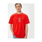 Koton 4SAM10913HK 401 Kırmızı Erkek Jersey Kısa Kollu T-Shirt - XL