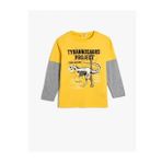 Koton 4SKB10162TK 196 Hardal Jersey Pamuk Uzun Kollu Erkek Çocuk T-shirt