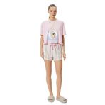 Koton 4SLK40014MK Pembe Çizgili Disney Lisanslı Kadın Pijama Takımı