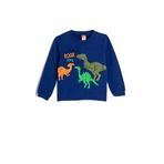 Koton 4SMB10046TK Saks Mavi Dinozor Baskılı Erkek Bebek Sweatshirt