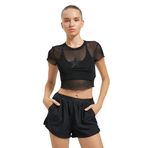 Koton 4WAK10092NK Siyah Tül Detaylı Kadın T-shirt