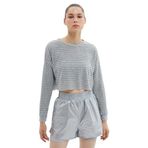 Koton 4WAK10107NK Gri Delikli Crop Kadın T-shirt