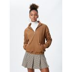 Koton 4WAL10180IK Dik Yaka Düz Bej Kadın Sweatshirt