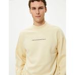 Koton 4WAM70049MK Bej Slogan Baskılı Erkek Sweatshirt