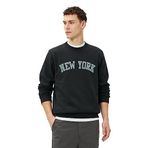 Koton 4WAM70129MK Siyah Slogan Baskılı Erkek Sweatshirt
