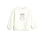 Koton 4WKG10047AK Beyaz Baskılı Kapüşonlu Kız Çocuk Sweatshirt