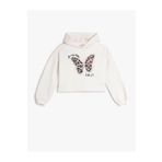 Koton 4WKG10059AK Ekru Kelebek Baskılı Kız Çocuk Sweatshirt