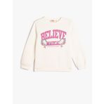 Koton 4WKG10117AK 010 Ekru Kız Çocuk Pamuk Jersey Sweatshirt