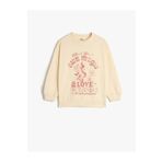 Koton 4WKG10217AK 051 Bej Kız Çocuk Pamuk Jersey Sweatshirt
