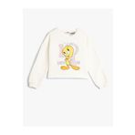 Koton 4WKG10666AK Tweety Baskılı Ekru Kız Çocuk Sweatshirt