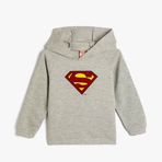 Koton 4WMB10017TK Gri Süperman Baskılı Erkek Bebek Sweatshirt