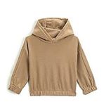 Koton 502 Erkek Bebek Açık Kahverengi Dokulu Kapüşonlu Basic Manşetleri ve Beli Lastikli Sweatshirt