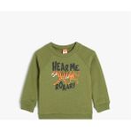 Koton 5WMB10184TK 783 Yesıl Erkek Bebek Pamuk Jersey Sweatshırt - Yeşil - 9 - 12 Ay