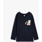 Koton 5Wmb10192Tk 704 Lacivert Erkek Bebek Pamuk Jersey Sweatshirt - Beyaz - 6 - 12 Ay