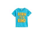 Koton 600 Erkek Bebek Açık İndigo Baskılı Kısa Kollu Bisiklet Yaka Pamuklu T-shirt