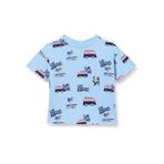 Koton 640 Erkek Bebek Mavi Yuvarlak Yaka Kısa Kollu Araba Baskılı T-shirt
