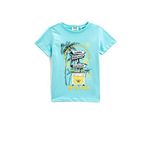 Koton 642 Erkek Çocuk Mavi Baskılı Kısa Kollu Bisiklet Yaka T-shirt