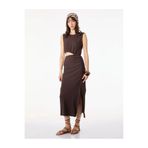 Koton 6SAL80007IK Midi Slip Kahverengi Kadın Elbise