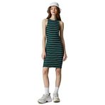 Koton 8S1 Kadın Yeşil Çizgili Midi Kolsuz Bodycon Halter Yaka Dar Kesim Elbise