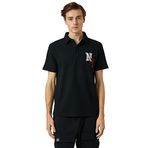 Koton 999 Erkek Siyah Kolej Polo Yaka Düğme Detaylı İşlemeli T-shirt