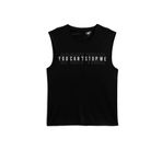 Koton 999 Erkek Siyah Kolsuz Spor Atlet Slogan Baskılı Bisiklet Yaka T-shirt