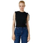 Koton 999 Kadın Siyah Crop Kolsuz Omzu Büzgü Detaylı T-shirt