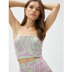 KOTON Abiye Bluz Crop Askılı Kare Yaka Simli