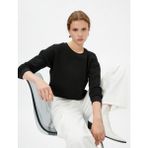 Koton Ajurlu Crop Kazak Relax Fit - Siyah - M