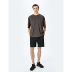 Koton Arkası Baskılı Bisiklet Yaka Yarım Kollu Oversize Spor T-Shirt - Siyah