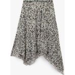 Koton Asimetrik Kesim Slim Fit Midi Leopar Etek - Ekru