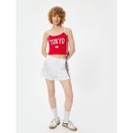 Koton Askılı Atlet Slogan Baskılı Bisiklet Yaka Slim Fit - Kırmızı
