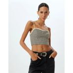 Koton Askılı Crop Büstiyer Kalp Yaka Dantel Detaylı Slim Fit - Kahve - 42