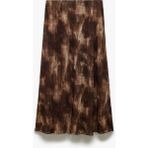 Koton Astarlı Batik Desenli Slim Fit Midi Boy Etek - Kahve - XL