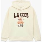 Koton Ayıcık Baskı Detaylı Oversize Kapşonlu Bej Kız Çocuk Sweatshirt 6WKG10206AK - 7 - 8 Yaş