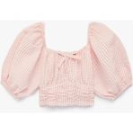 Koton Balon Kollu Kare Yaka Çizgili Crop Bluz - Pembe - 11 - 12 Yaş