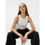 Koton Basic Atlet Halter Yaka Nervürlü Dar Kesim - Ekru