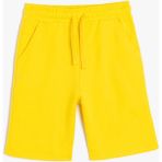 Koton Basic Beli Bağlamalı Sarı Şort Erkek Çocuk Cep Detaylı Pamuklu Regular Fit - 9 - 10 Yaş