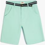 Koton Basic Chino Şort Kemer Detaylı Cepli Yeşil Pamuklu Erkek Çocuk İçin Rahat Kesim - 6 - 7 Yaş