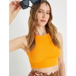 Koton Basic Crop Atlet Halter Yaka Pamuklu - Turuncu